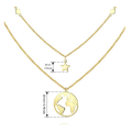 Stainless Steel Gold Plated Women Multilayer Necklace Start World Map Pendent Necklace